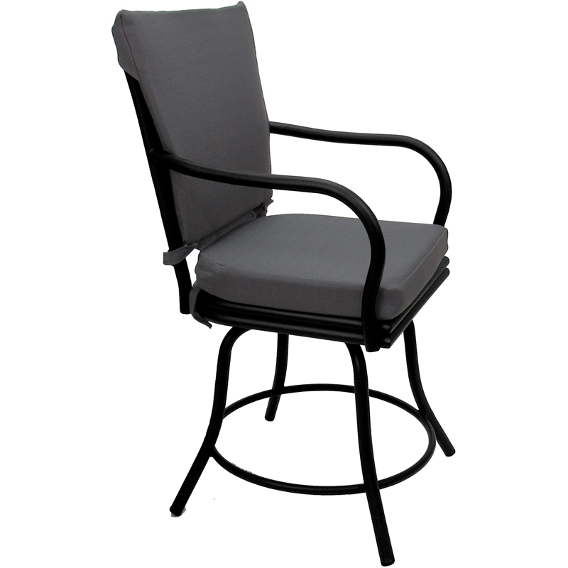 Outdoor/Indoor Patio Dining Chair - Ofir - Dark Gray Linen Fabric - Black Frame