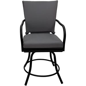 Outdoor/Indoor Patio Dining Chair - Ofir - Dark Gray Linen Fabric - Black Frame
