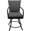 Outdoor/Indoor Patio Dining Chair - Ofir - Dark Gray Linen Fabric - Black Frame