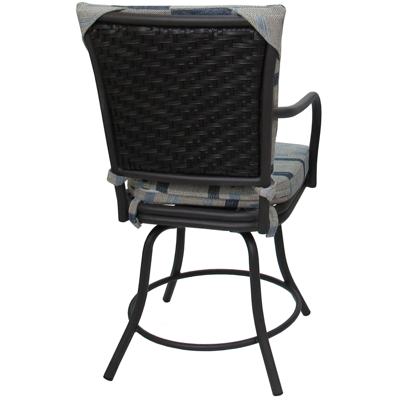 Outdoor/Indoor Patio Dining Chair - Ofir - B-W Blue Beige Fabric  - Gray Frame