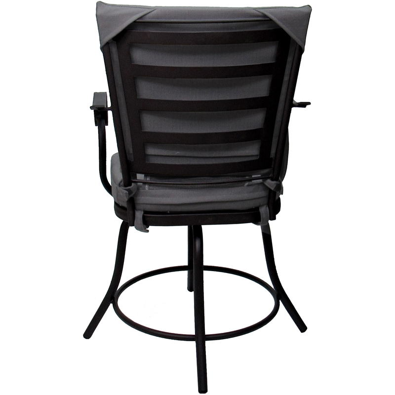 Outdoor/Indoor Patio Dining Chair - Jamey - Dark Gray Linen Fabric - Black Frame