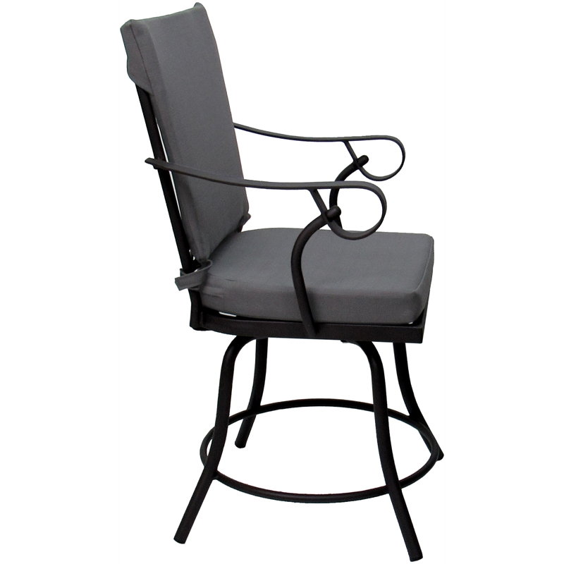 Outdoor/Indoor Patio Dining Chair - Jamey - Dark Gray Linen Fabric - Black Frame