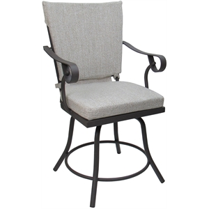 Outdoor/Indoor Patio Dining Chair - Jamey - White Linen Fabric - Gray Frame