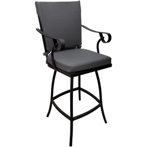 Outdoor/Indoor Counter Bar Stool 26&quot Jamey - Dark Gray Linen Fabric -Black Frame