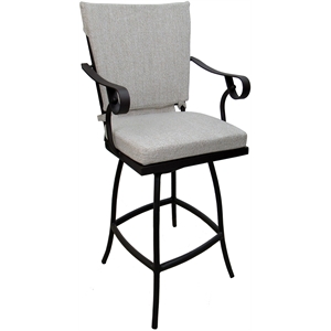Outdoor/Indoor Counter Bar Stool 26&quot Jamey - White Linen Fabric - Black Frame