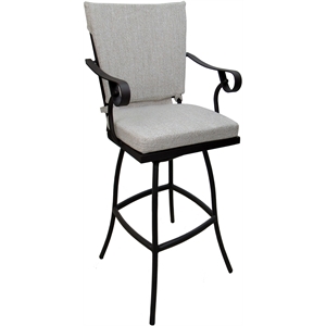Outdoor/Indoor Bar Stool 30&quot Jamey - White Linen Fabric- Black Frame