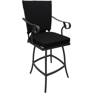 Outdoor/Indoor Counter Bar Stool 26&quot Jamey - Black Fabric- Gray Frame