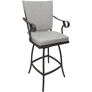 Outdoor/Indoor Counter Bar Stool 26&quot Jamey - White Linen Fabric - Gray Frame