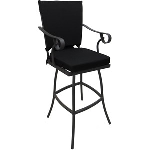 Outdoor/Indoor Bar Stool 30&quot Jamey - Black Fabric - Gray Frame