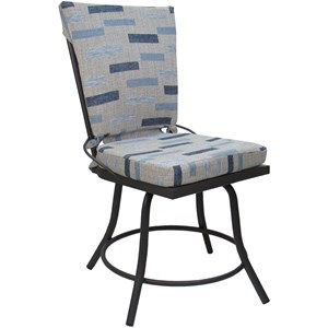 Outdoor/Indoor Patio Dining Chair - Jamey - Blue Beige Fabric - Gray Frame