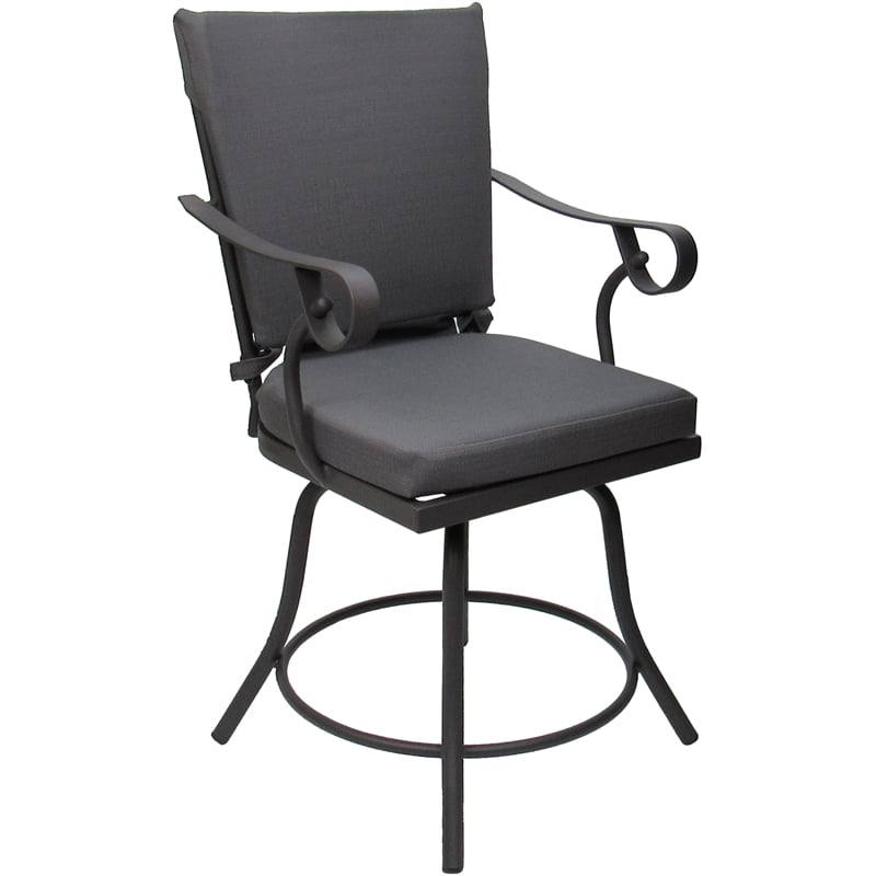 Outdoor/Indoor Patio Dining Set - Jamey - Dark Gray Linen Fabric - Gray