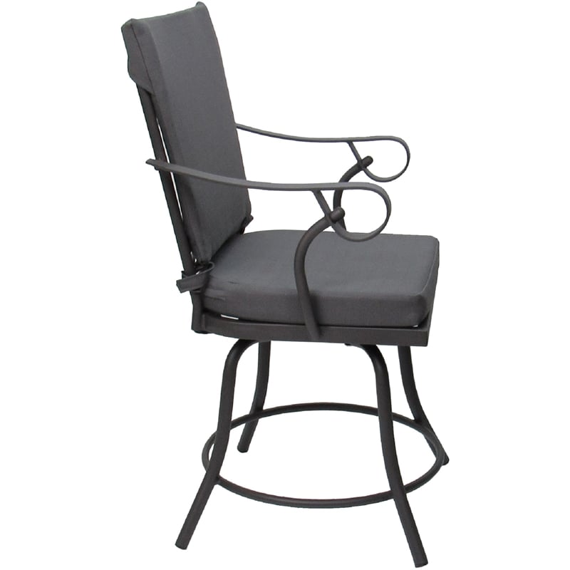 Outdoor/Indoor Patio Dining Set - Jamey - Dark Gray Linen Fabric - Gray