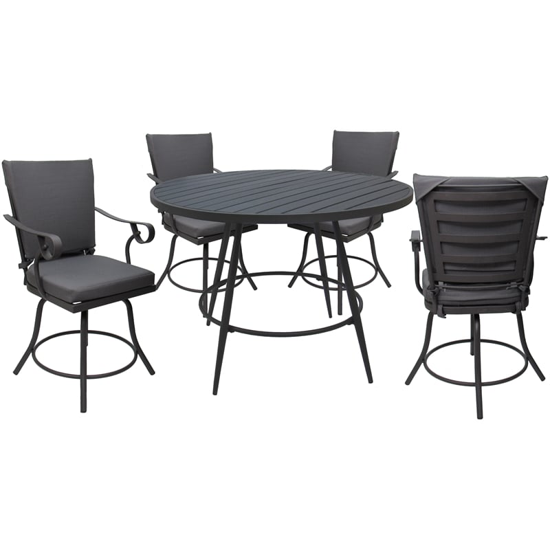 Outdoor/Indoor Patio Dining Set - Jamey - Dark Gray Linen Fabric - Gray