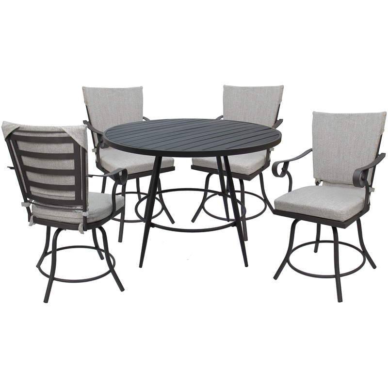 Outdoor/Indoor Patio Dining Set - Jamey - White Linen Fabric - Gray Frame