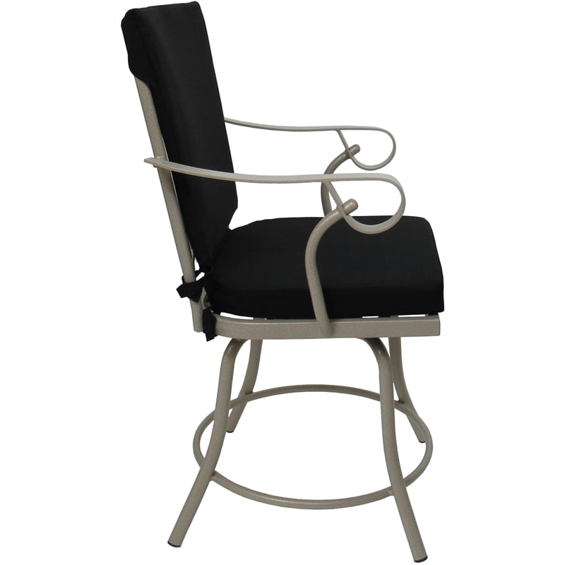 Outdoor/Indoor Patio Dining Set - Jamey - Black Fabric - Beige Frame