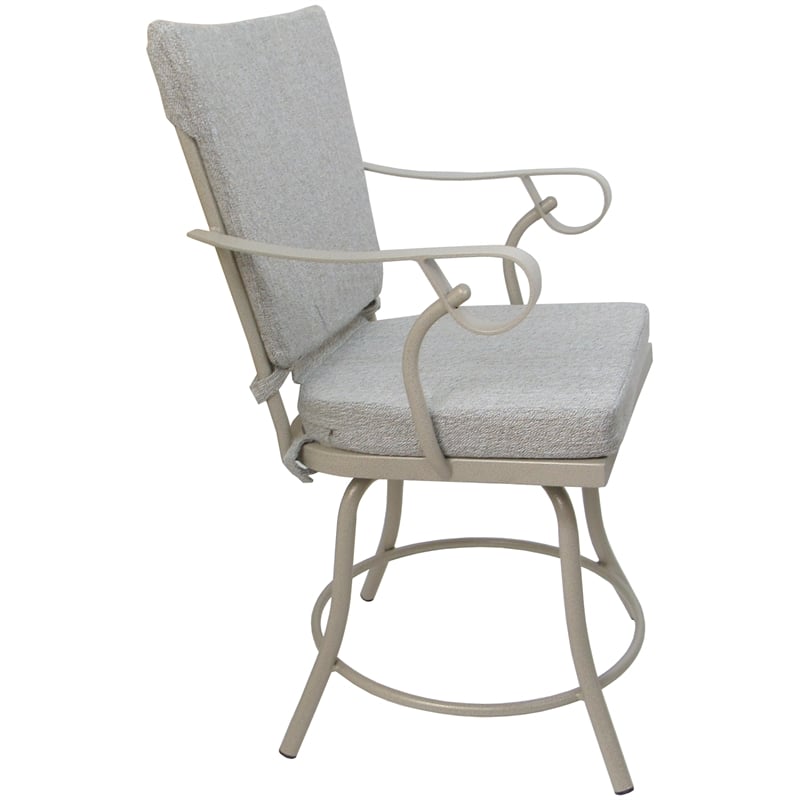 Outdoor/Indoor Patio Dining Set - Jamey - White Linen Fabric - Beige