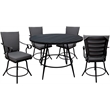 Outdoor/Indoor Patio Dining Set - Jamey - Dark Gray Linen Fabric - Black