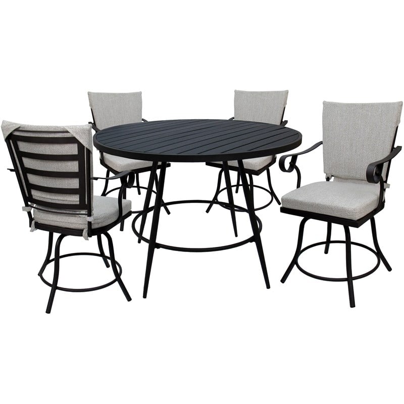 Outdoor/Indoor Patio Dining Set - Jamey - White Linen Fabric - Black
