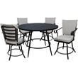 Outdoor/Indoor Patio Dining Set - Jamey - White Linen Fabric - Black