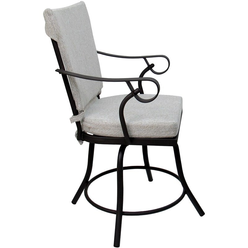 Outdoor/Indoor Patio Dining Set - Jamey - White Linen Fabric - Black