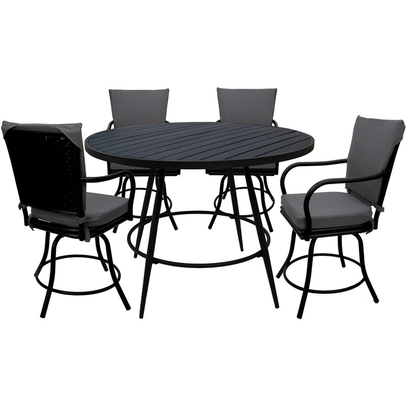 Outdoor/Indoor Patio Dining Set - Ofir - Dark Gray Linen - Black