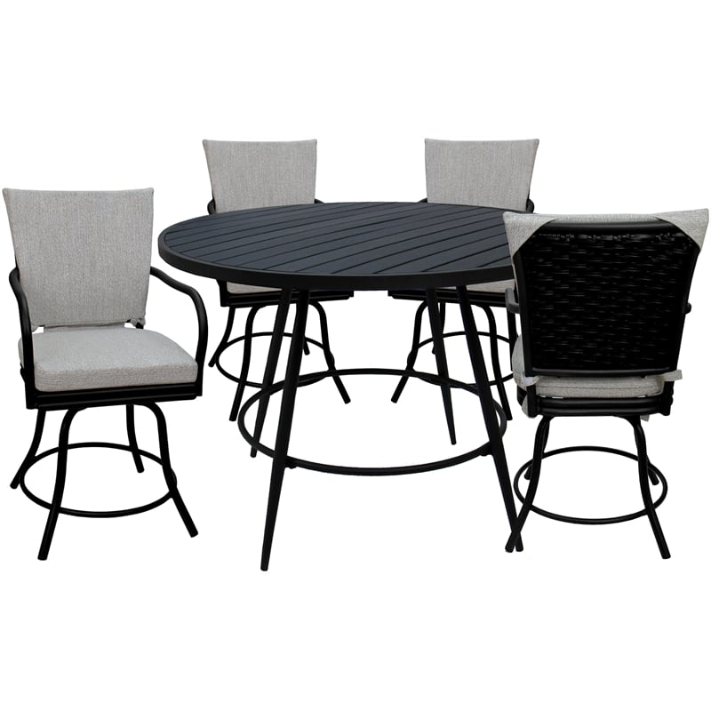 Outdoor/Indoor Patio Dining Set - Ofir - White Linen - Black