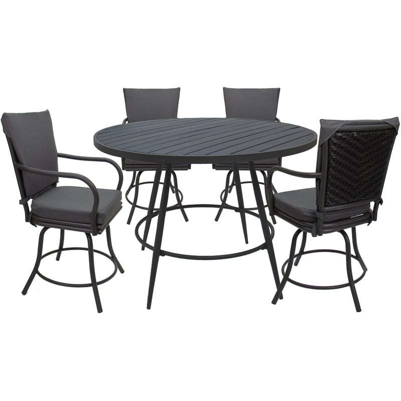 Outdoor/Indoor Patio Dining Set - Ofir - Dark Gray Linen - Gray