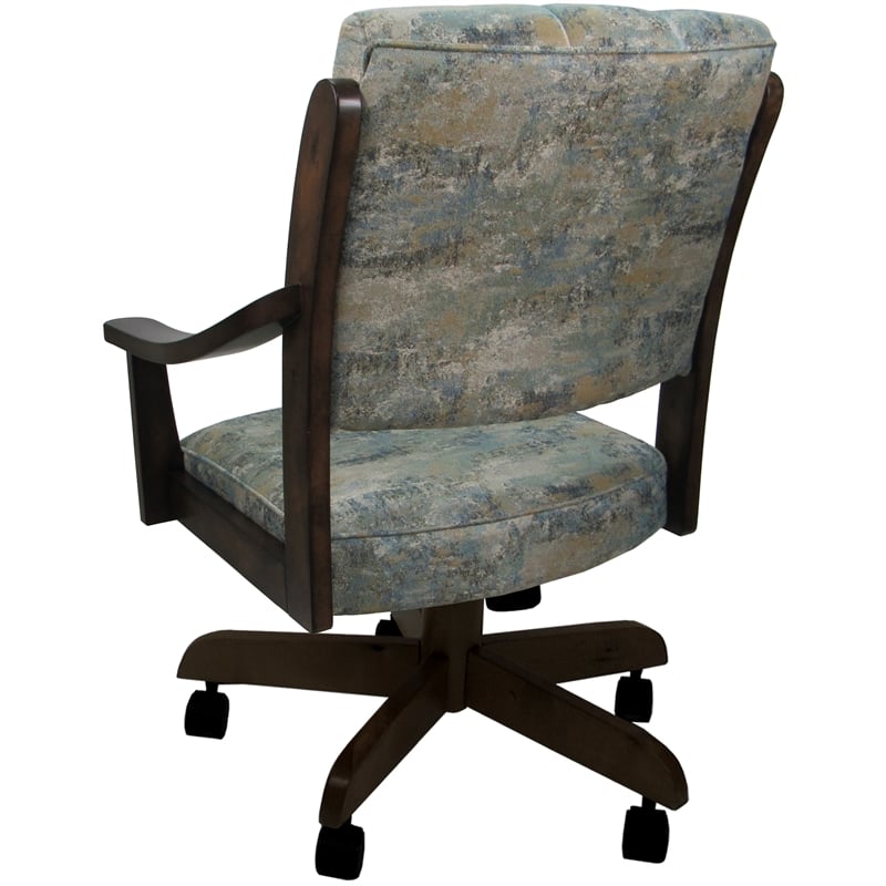 Caster Solid Wood Dining Chair - Casa - Poet Sky Blue Fabric on Brown