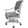 Caster Solid Wood Dining Chair - Casa - Poet Sky Blue Fabric on White