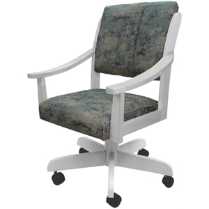 Caster Solid Wood Dining Chair - Casa - Poet Sky Blue Fabric on White