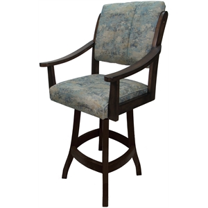 Counter Solid Wood Bar Stool Casa 26&quot Seat - Poet Sky Blue Fabric on Brown
