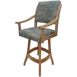 Counter Solid Wood Bar Stool Casa 26&quot Seat - Poet Sky Blue Fabric on Natural