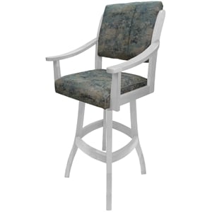 Solid Wood Bar Stool Casa 30&quot Seat - Poet Sky Blue Fabric on White