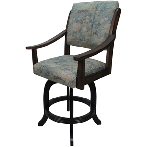 Solid Wood Bar Stool Casa Melina 30&quot Seat - Poet Sky Blue Fabric on Brown