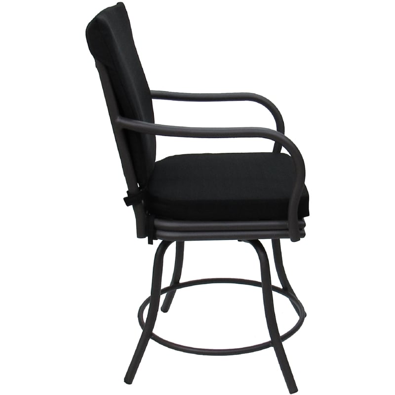 Outdoor/Indoor Patio Dining Chair - Ofir - Black Fabric - Gray Frame