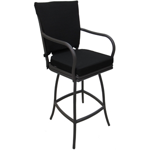 Outdoor or Indoor Counter 26&quot Bar Stool - Ofir - Black Fabric - Gray Frame