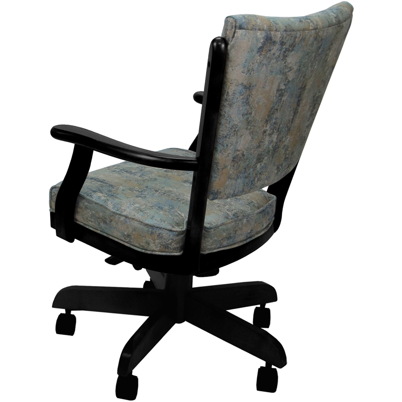 Classic Caster Solid Wood Dining Chair - Poet Sky Blue Fabric - Black