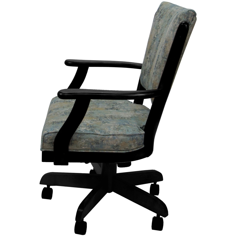 Classic Caster Solid Wood Dining Chair - Poet Sky Blue Fabric - Black