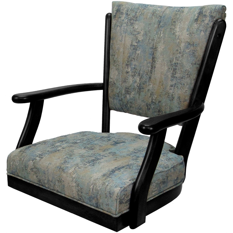Classic Caster Solid Wood Dining Chair - Poet Sky Blue Fabric - Black