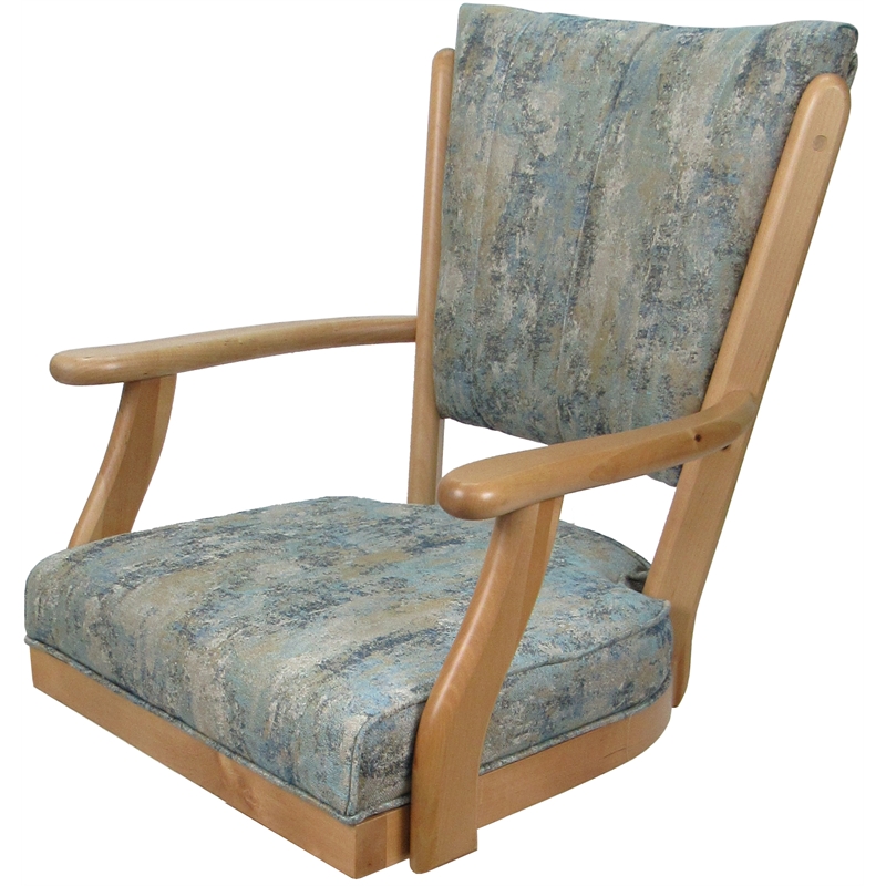 Classic Caster Solid Wood Dining Chair - Poet Sky Blue Fabric - Natural