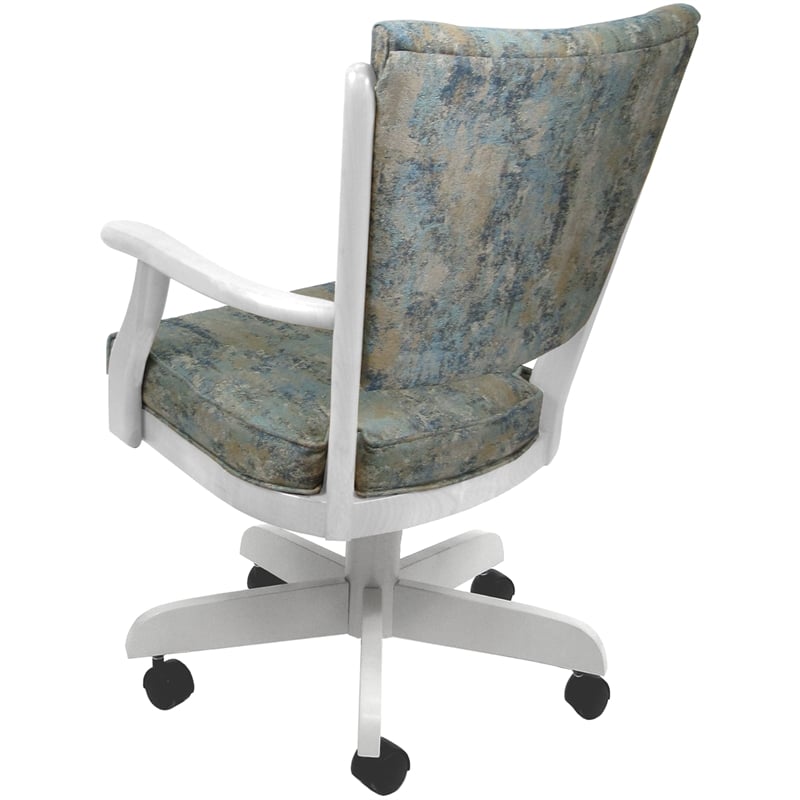 Classic Caster Solid Wood Dining Chair - Poet Sky Blue Fabric - White