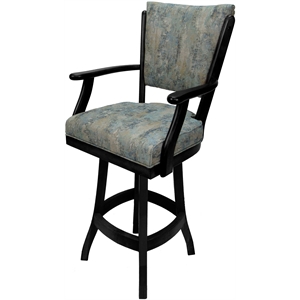 Classic Counter 26&quot Solid Wood Swivel Bar Stool - Poet Sky Blue Fabric - Black