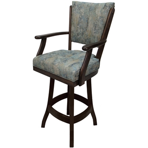Classic Counter 26&quot Solid Wood Swivel Bar Stool - Poet Sky Blue Fabric - Brown