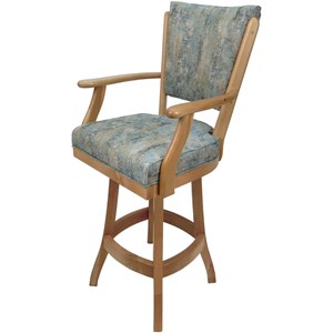 Classic Counter 26&quot Solid Wood Swivel Bar Stool - Poet Sky Blue Fabric - Natural