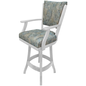 Classic Counter 26&quot Solid Wood Swivel Bar Stool - Poet Sky Blue Fabric - White