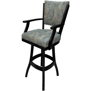 Classic 30&quot Solid Wood Swivel Bar Stool - Poet Sky Blue Fabric - Black