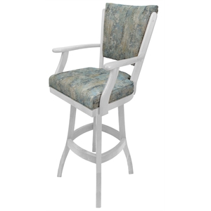 Classic 30&quot Solid Wood Swivel Bar Stool - Poet Sky Blue Fabric - White