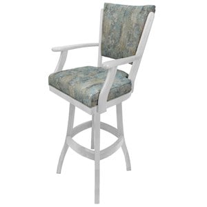 Classic Extra Tall 34&quot Wood Swivel Bar Stool - Poet Sky Blue Fabric - White