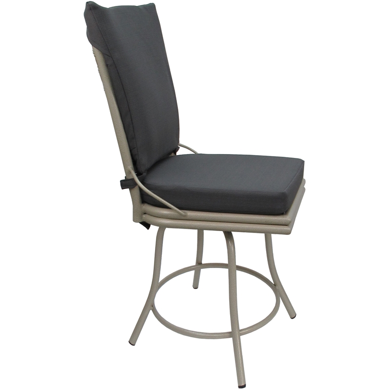 Outdoor/Indoor Patio Dining Chair - Ofir without Arms - Dark Gray Linen-Beige
