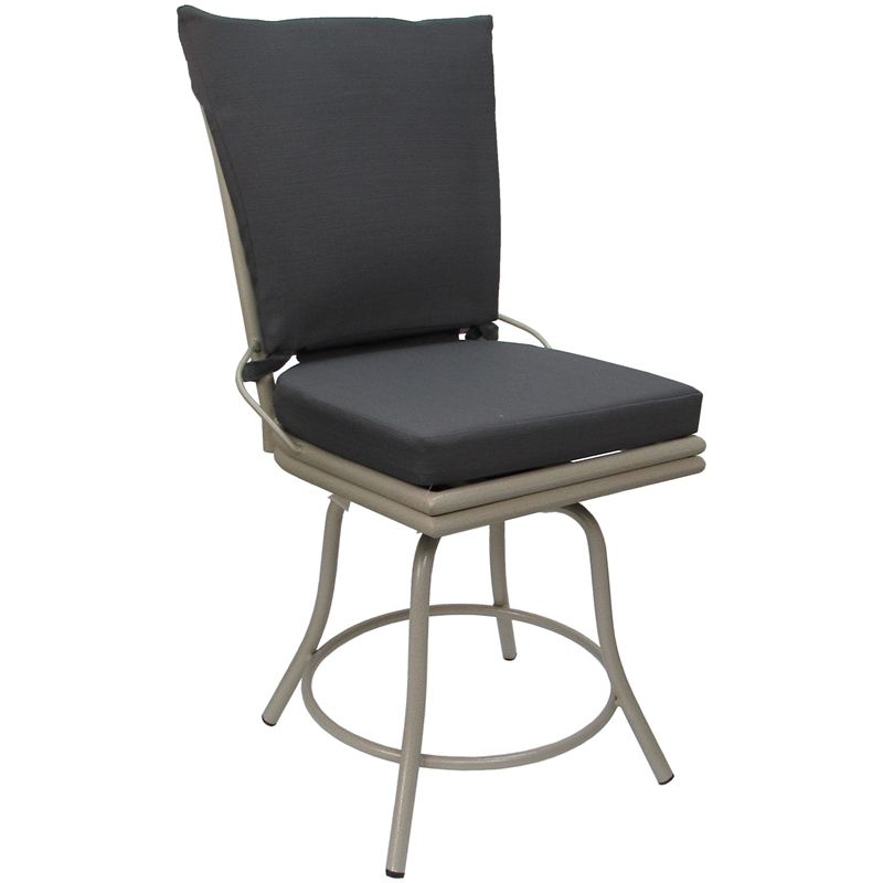 Outdoor/Indoor Patio Dining Chair - Ofir without Arms - Dark Gray Linen-Beige